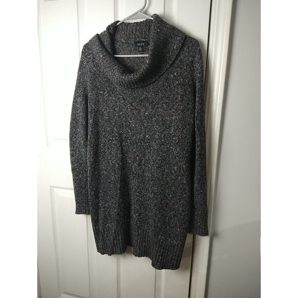 ALYX Woman XL Tunic Grey Knit Sweater Multicolor Cowl Neck LS Casual Workwear - Picture 2 of 9